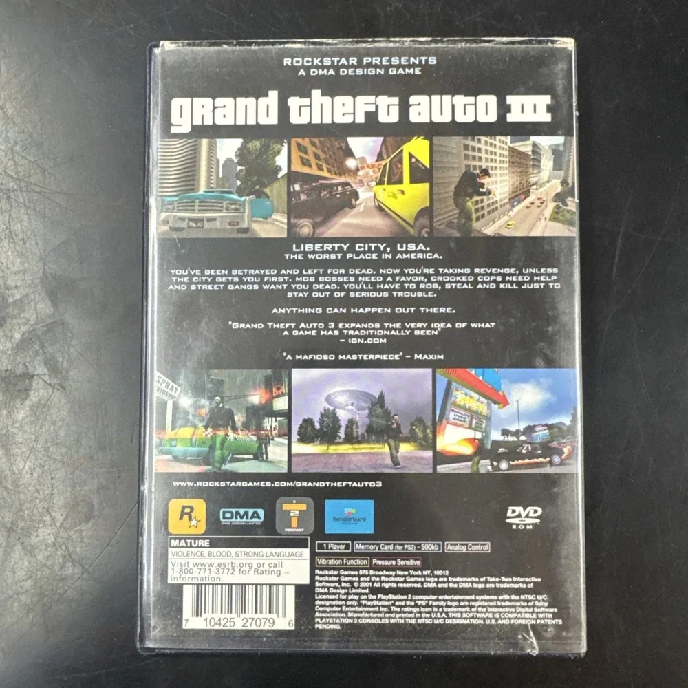 Grand Theft Auto III GTA 3 PS2 (Sony PlayStation 2, 2001) Box & Disc, No Manual